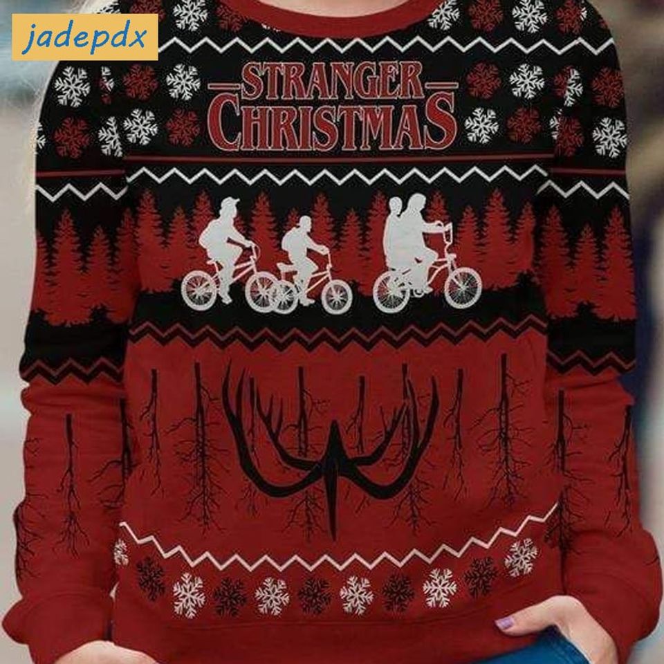 Cycling Friends Stranger Christmas Ugly Sweater