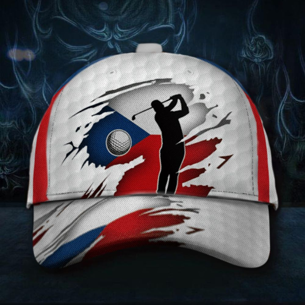 Czech Republic Flag Golfer Hat Vintage Retro Golf Lovers Cool Hats For Men Trucker Hats Custom Hats Gifts For Men & Women