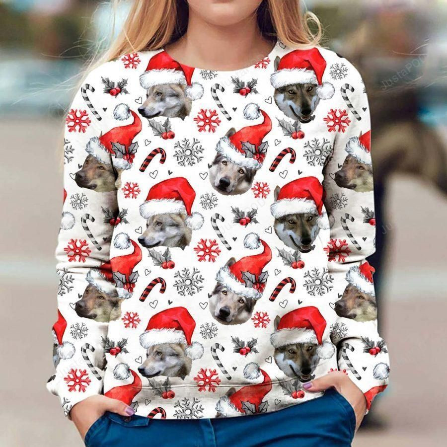 Czechoslovakian Wolfdog Ugly Christmas Sweater Adult 3D Funny Matching for family
