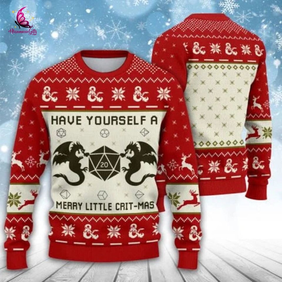 D&D Have YourSelf A Merry Little CritMas Ugly Christmas Sweater,Dungeons Dragons