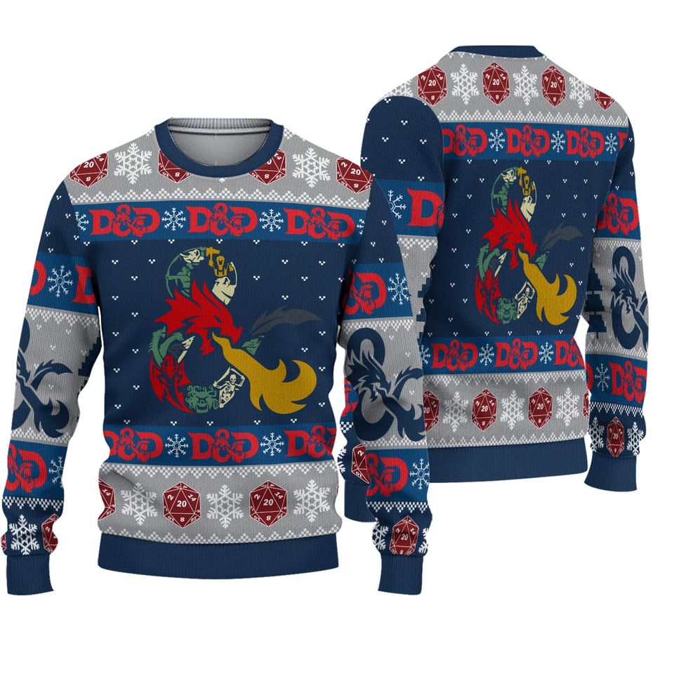 D-20 Dungeons & Dragon Ugly Christmas Sweater