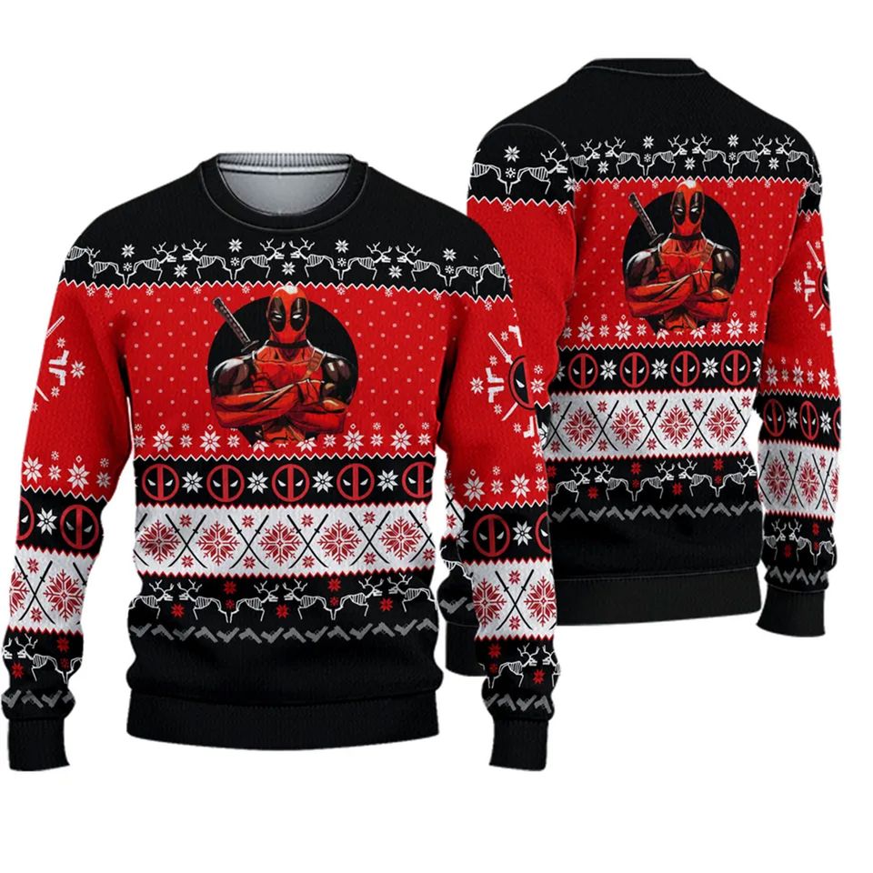 D E A D P O O L Ugly Sweater Christmas, Christmas 3D Sweater