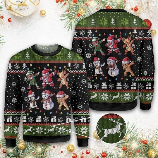 Dabbing Ugly Christmas Sweater Adult 3D Funny Matching for family