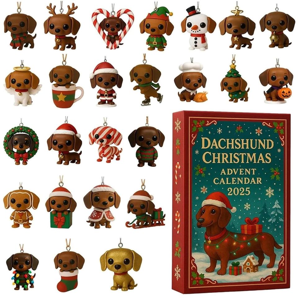 Dachshund Acrylic Advent Calendar 2025 - 24-Day Christmas Dog Decor Countdown