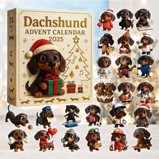 Dachshund Advent Calendar 2025, Mini Dog Figurine Set, Christmas Countdown Gift, Wiener Dog Decor, Puppy Lover Holiday Toy - Image 6