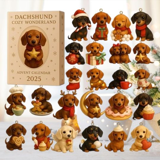 Dachshund Advent Calendar 2025, Weiner Dog Christmas Ornaments, Sausage Dog Gifts, Pet Lover Decor - Image 6
