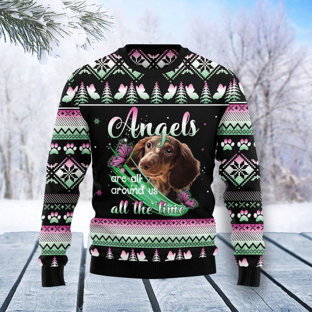 Dachshund Angel Ugly Christmas Sweater Unisex Womens Mens Ugly Christmas Holiday Sweater Gifts Gift For Christmas