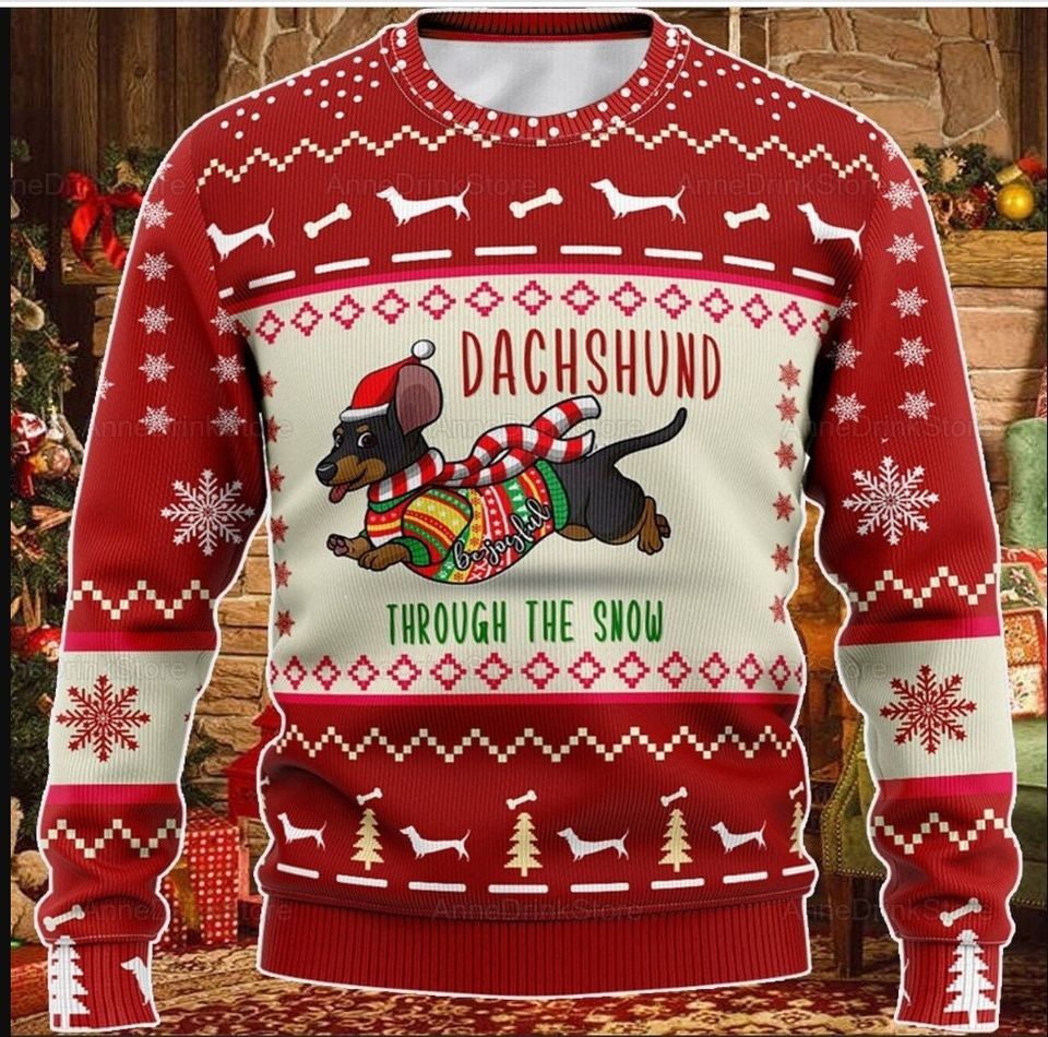 Dachshund Christmas Gift All Over Print Sweater