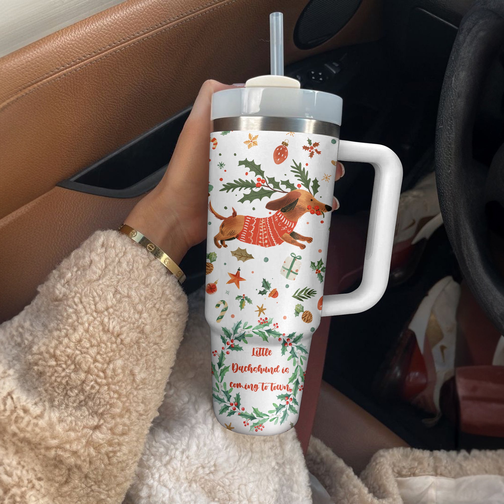 Dachshund Coming To Town Christmas Custom Stanley Cup 40 oz 30 oz Tumbler With HandleTVC2301501 - Image 3