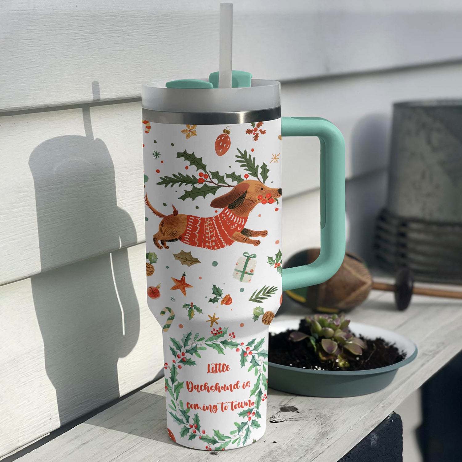 Dachshund Coming To Town Christmas Custom Stanley Cup 40 oz 30 oz Tumbler With HandleTVC2301501 - Image 2