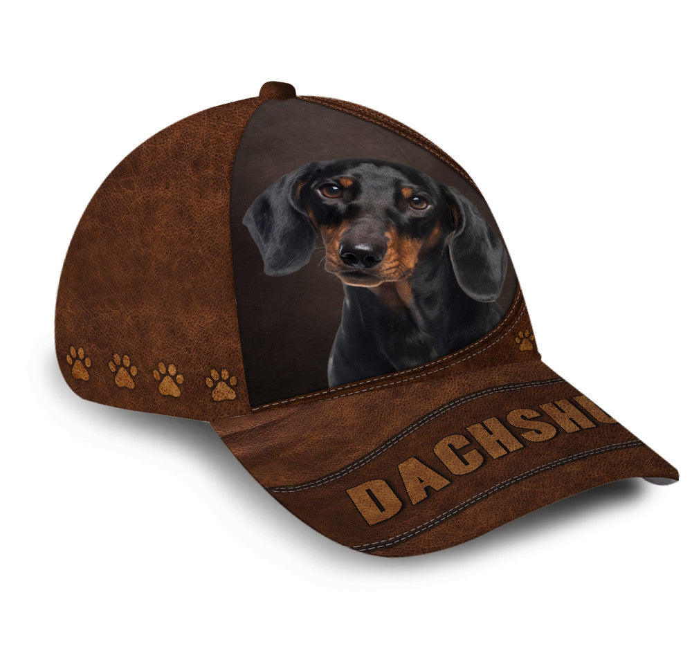 Dachshund Dog Leather Hat Classic Cap Trucker Hats Custom Hats Gifts For Men & Women