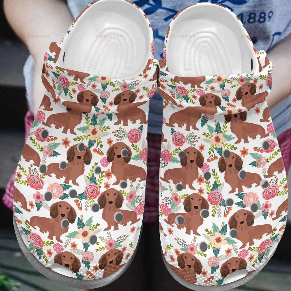 Dachshund Dog Pattern 5 Gift For Lover Rubber clog Shoes Comfy Footwear