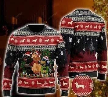 Dachshund Dog Ugly Christmas Sweater Adult 3D Funny Matching for family