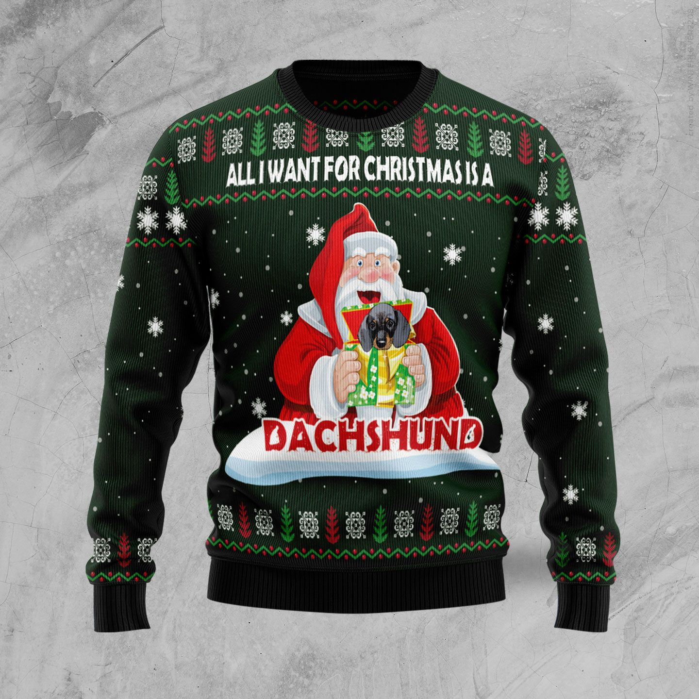 Dachshund Gift Ugly Christmas Sweater Adult 3D Funny Matching for family