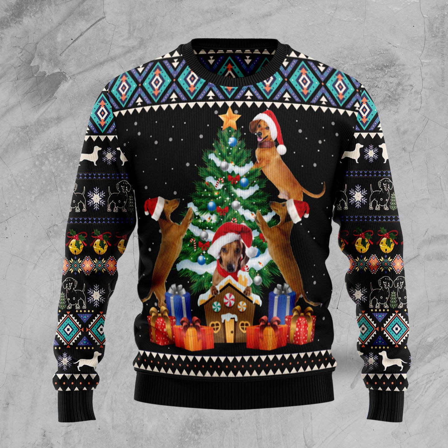 Dachshund Group Christmas Ugly Christmas Sweater Adult 3D Funny Matching for family