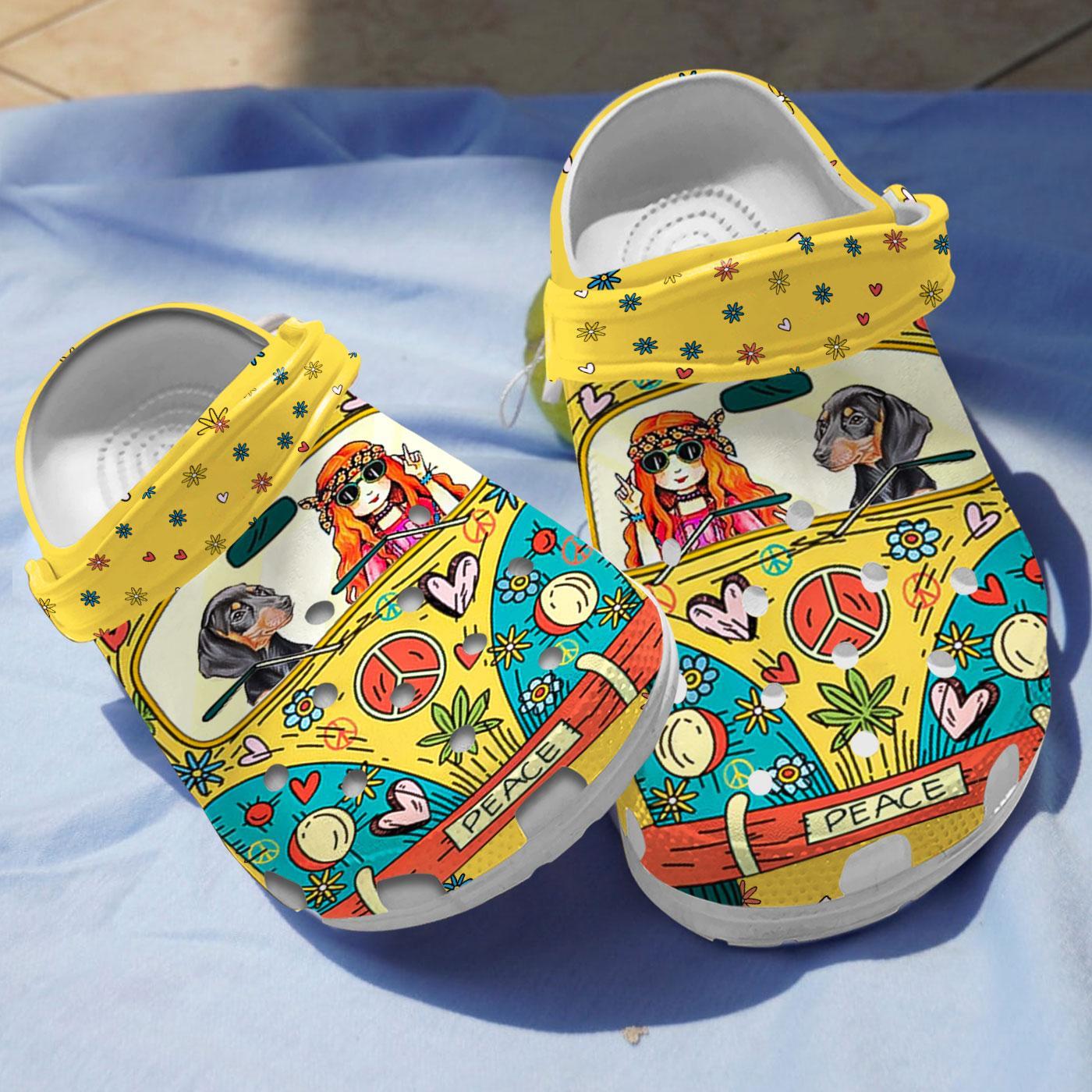 Dachshund Hippie Crocband Clogs - Comfy for All