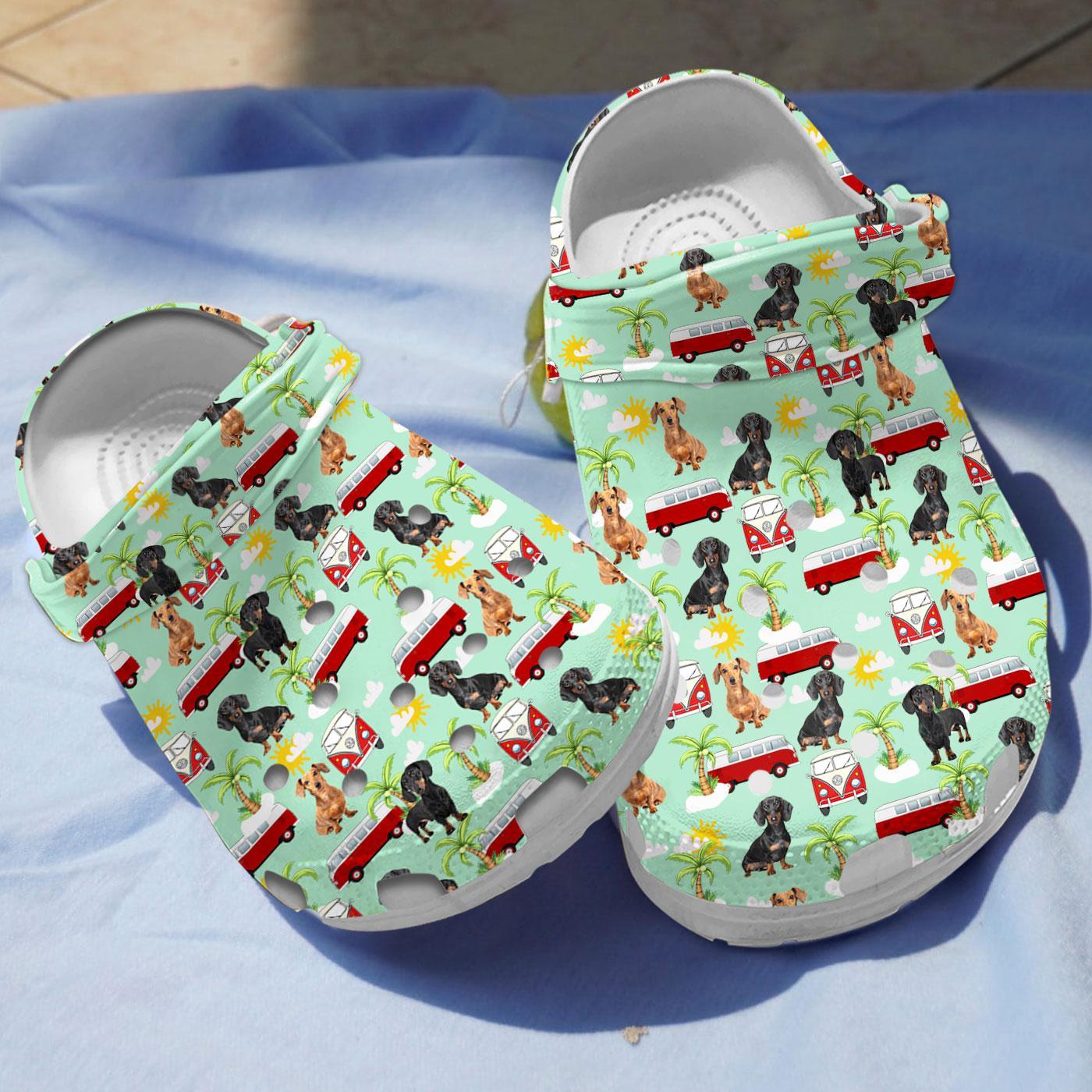 Dachshund Hippie Crocs Crocband Clogs Shoes Comfortable For Men Women and Kids