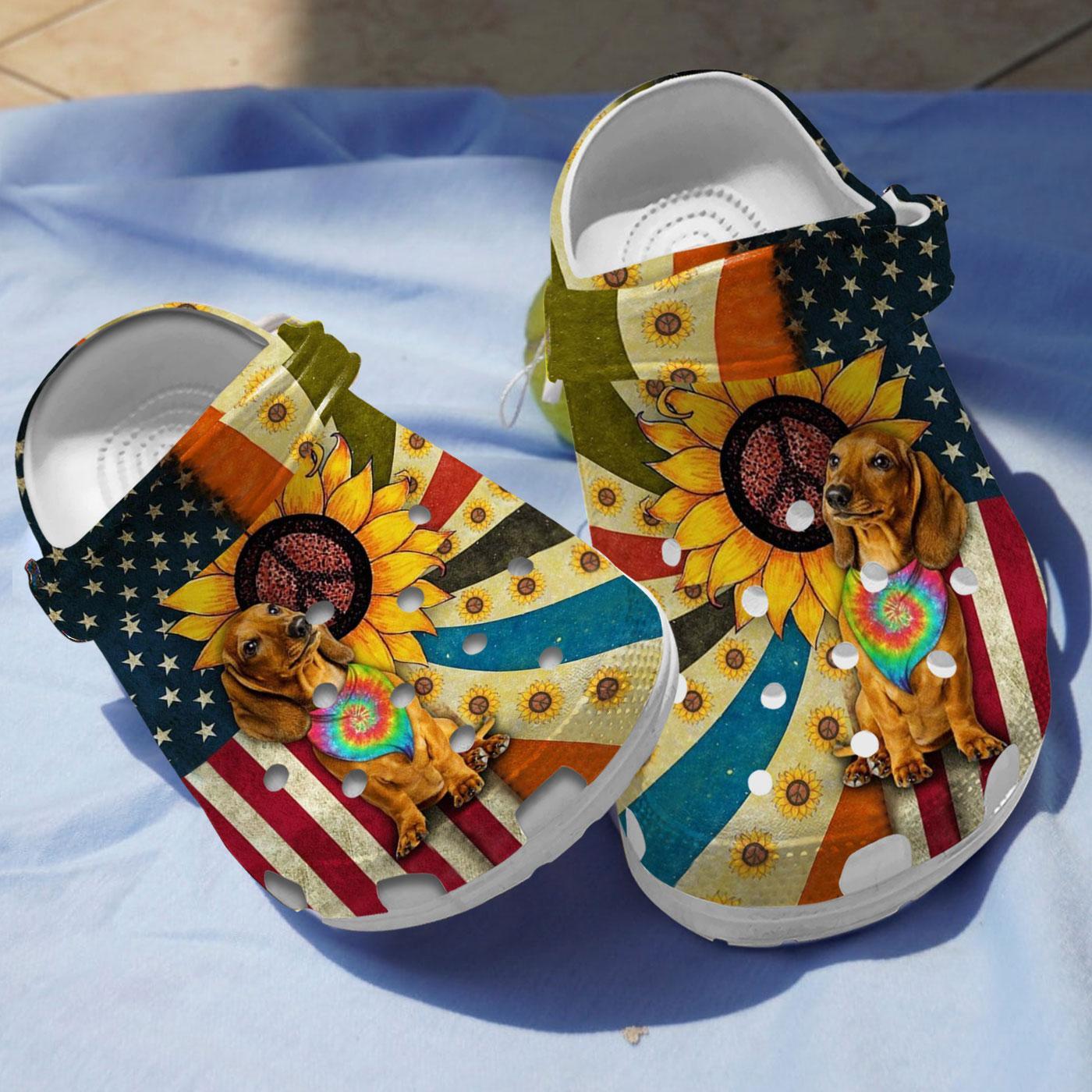 Dachshund Hippie Crocband Clogs - Comfy for All!