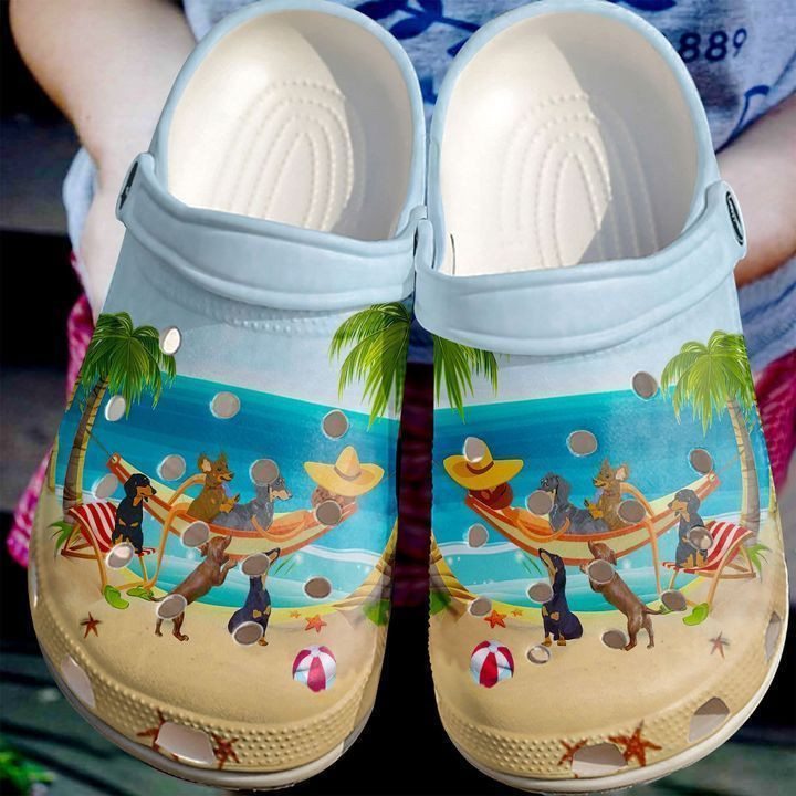 Dachshund In The Beach Classic Clogs Shoes
