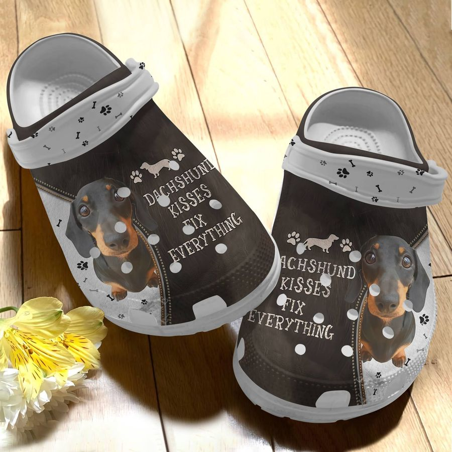 Dachshund Kisses Fix Everything Crocs Crocband Clogs Shoes Comfortable For Men Women and Kids