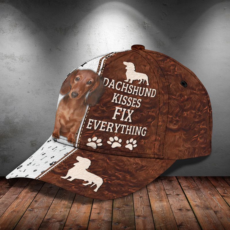 Dachshund Kisses Fix Everything Cute Trending Classic Cap Baseball Cap Trucker Hats Custom Hats Gifts For Men & Women