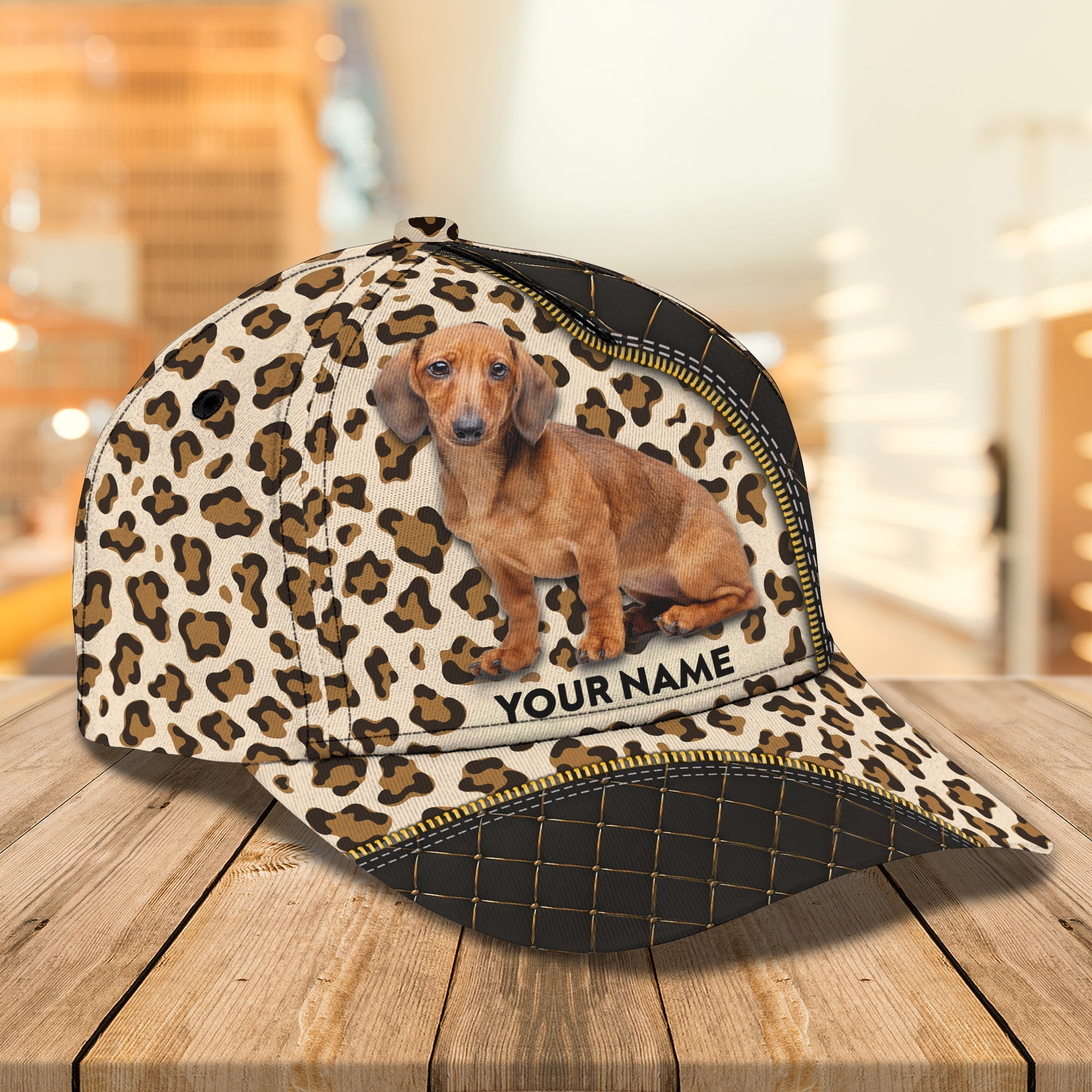 Dachshund Leopard Print Classic Cap - Personalized Trucker Hats Custom Hats Gifts For Men & Women