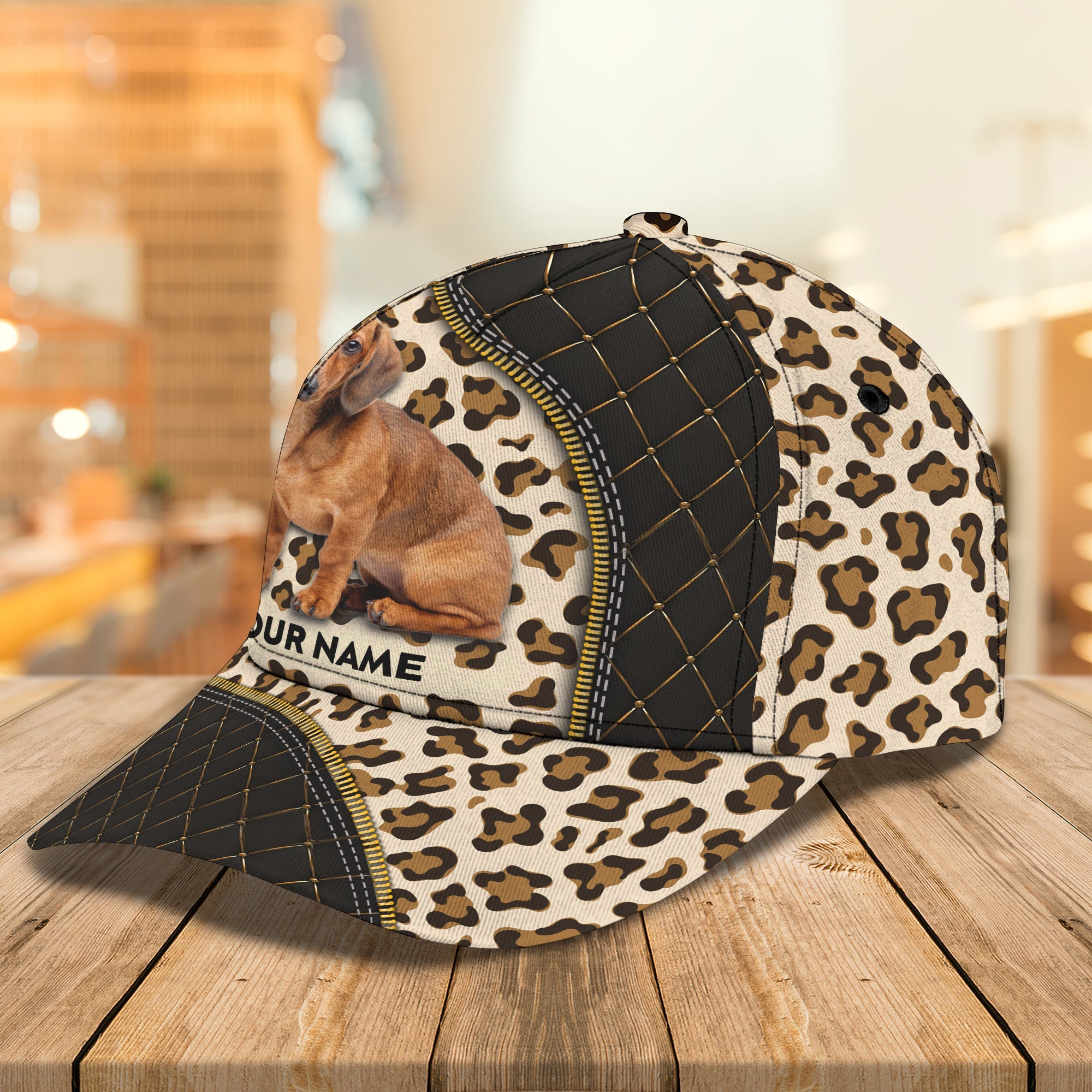 Dachshund Leopard Print Classic Cap - Personalized Trucker Hats Custom Hats Gifts For Men & Women