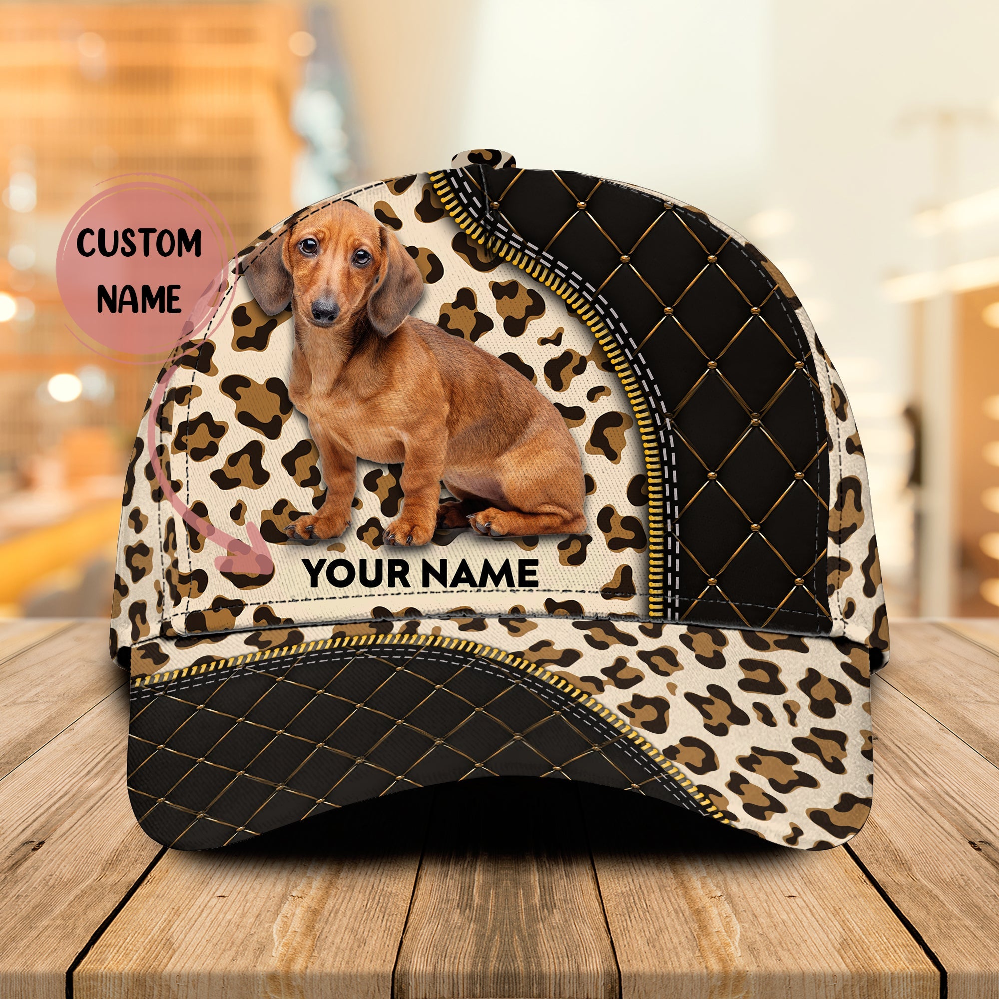 Dachshund Leopard Print Classic Cap - Personalized Trucker Hats Custom Hats Gifts For Men & Women