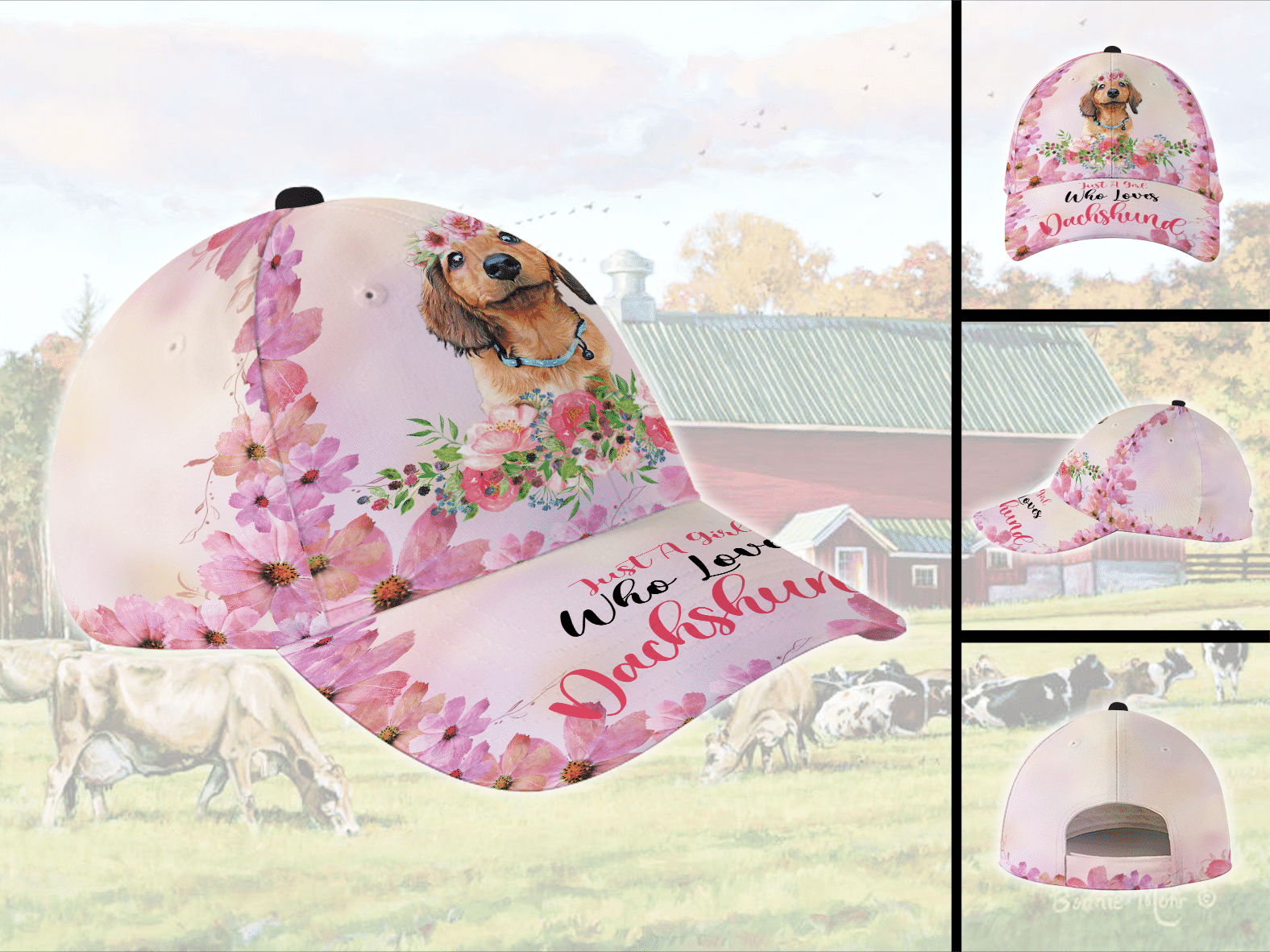 Dachshund Love Girl Hat Classic Cap Trucker Hats Custom Hats Gifts For Men & Women