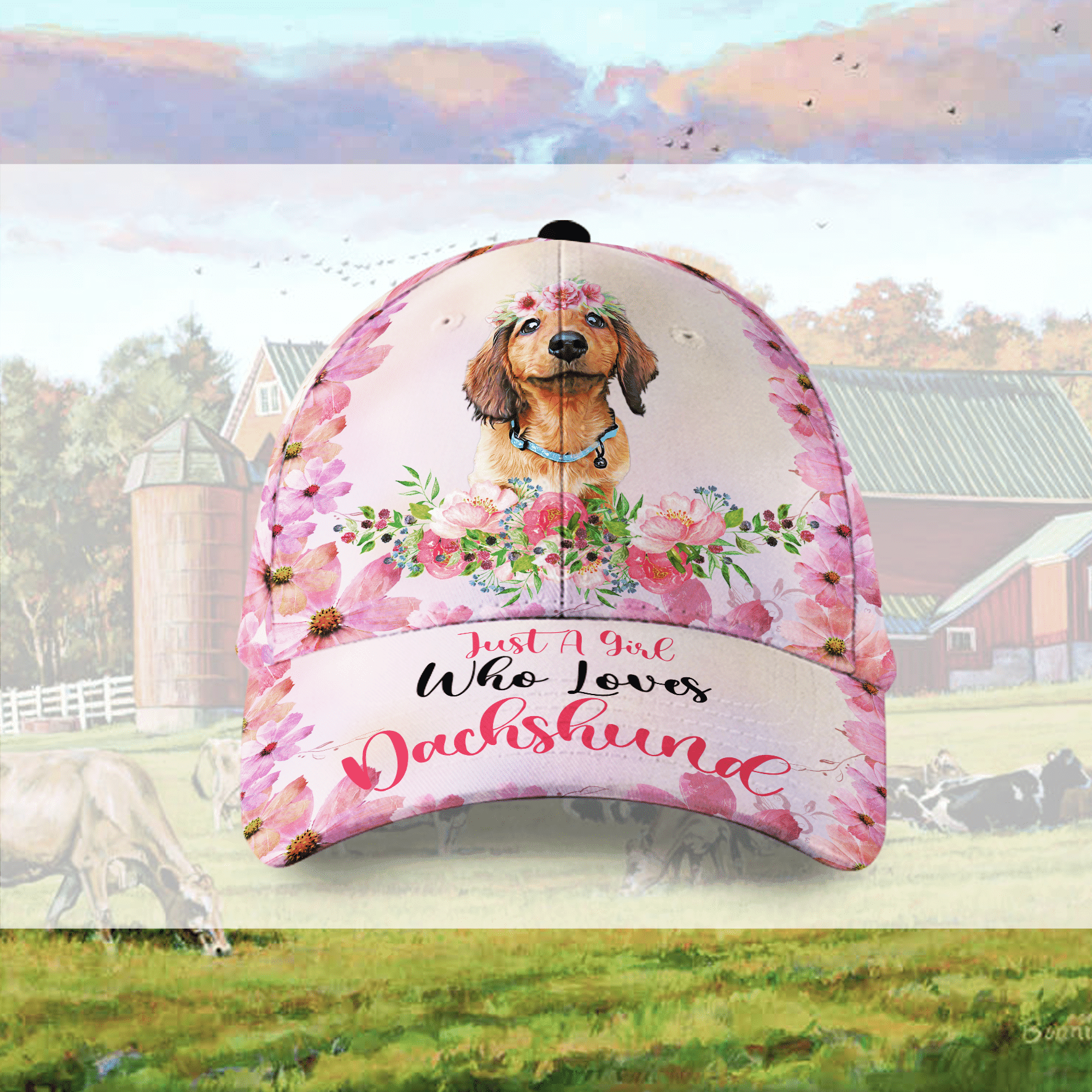 Dachshund Love Girl Hat Classic Cap Trucker Hats Custom Hats Gifts For Men & Women