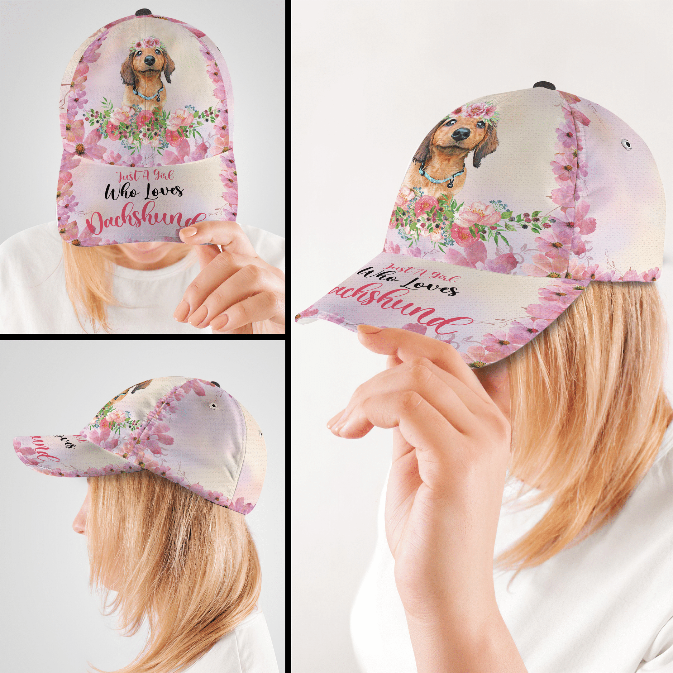 Dachshund Love Girl Hat Classic Cap Trucker Hats Custom Hats Gifts For Men & Women