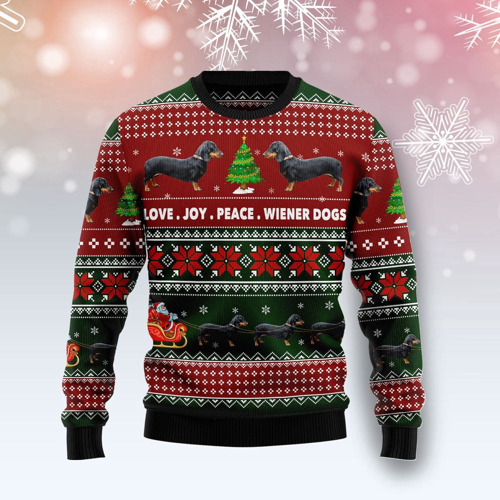Dachshund Love Joy Peace Unisex Womens Mens Ugly Christmas Holiday Sweater Gifts Gift For Christmas