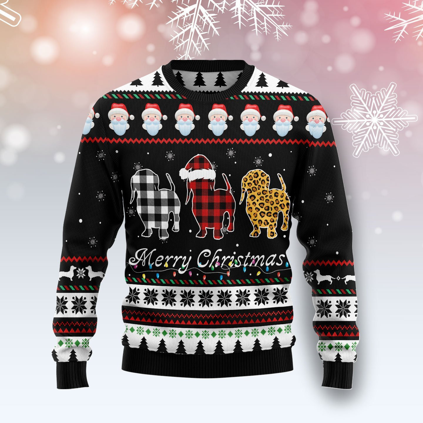 Dachshund Merry Christmas Ugly Christmas Sweater Adult 3D Funny Matching for family