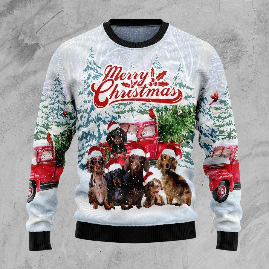 Dachshund Merry Ugly Christmas Sweater Adult 3D Funny Matching for family