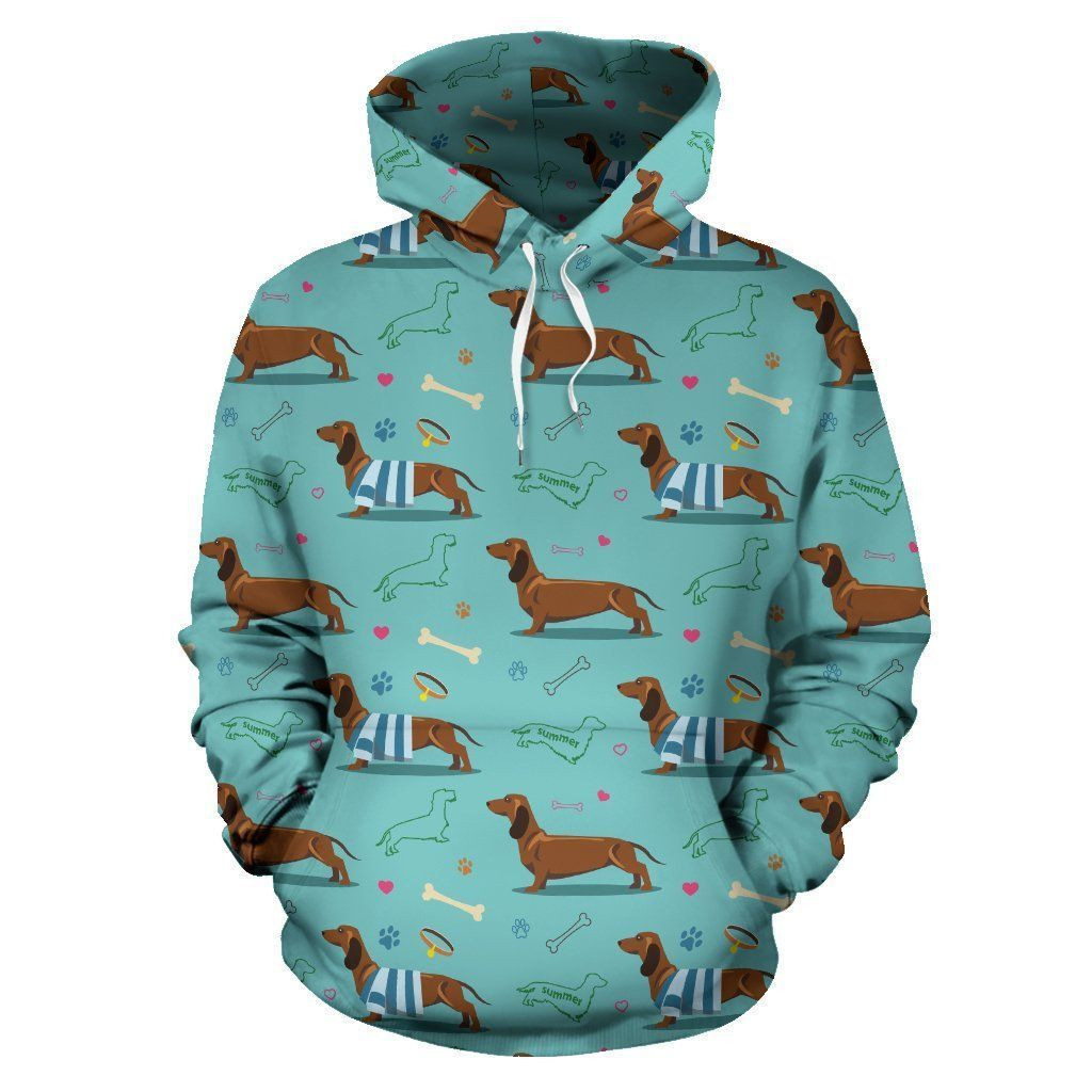 Dachshund Paw Decorative Print Pattern 3D All Over Print Hoodie, Zip Hoodie