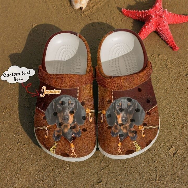 Dachshund Personalized Zipper Classic Clogs Shoes