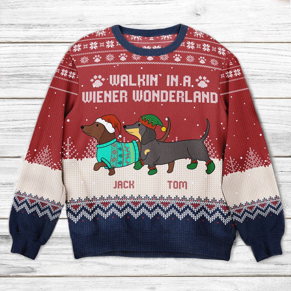 Dachshund Through The Snow - Personalized Ugly Sweater - Christmas Gift - Image 2