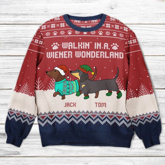 Dachshund Through The Snow - Personalized Ugly Sweater - Christmas Gift - Image 3