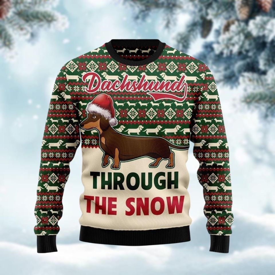 Dachshund Through The Snow Ugly Christmas Sweater