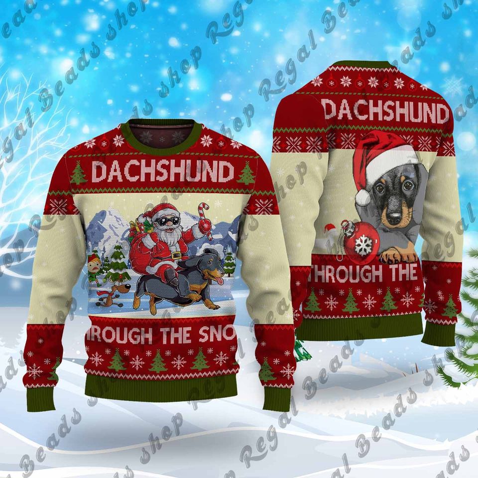 Dachshund Through The Snow Ugly Christmas Sweater
