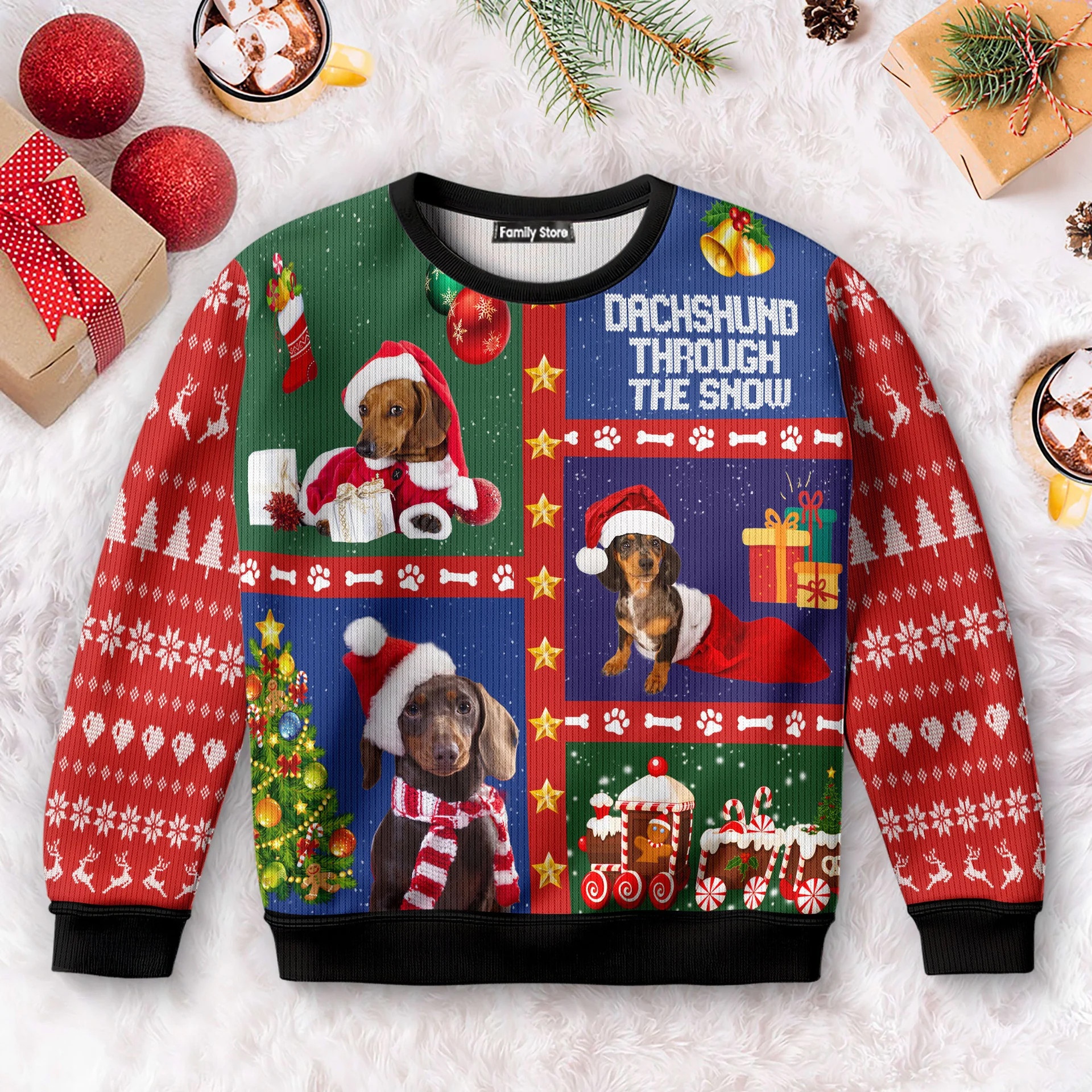Dachshund Through The Snow Ugly Christmas Sweater Cute Gifts For Dachshund Lovers