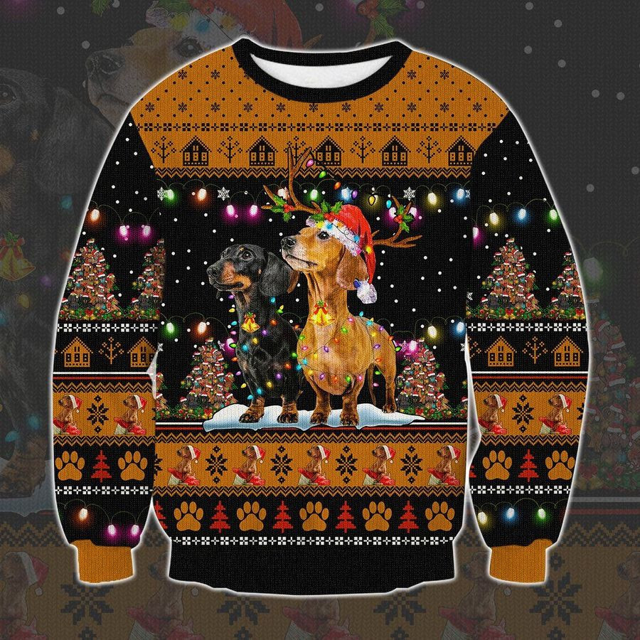 Dachshund Ugly Christmas Sweater Adult 3D Funny Matching for family