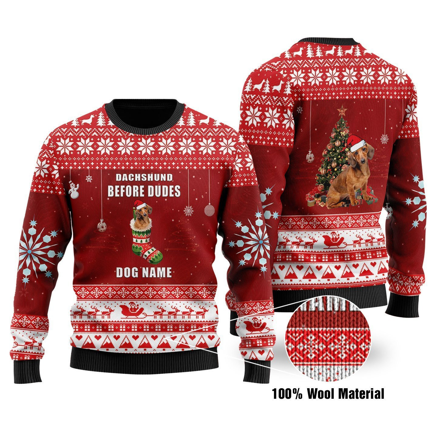 Dachshund Ugly Christmas Sweater Adult 3D Funny Matching for family