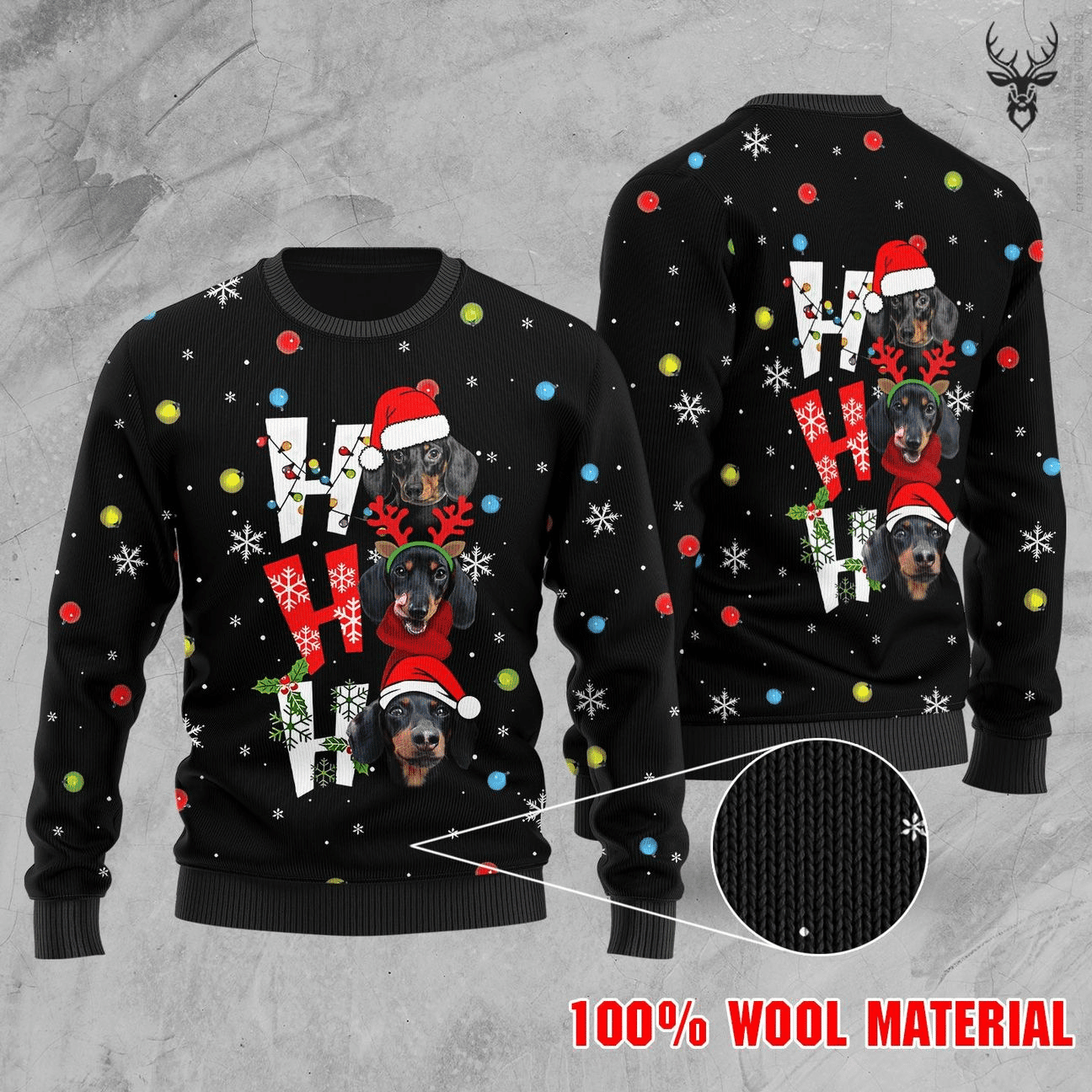 Dachshund Ugly Christmas Sweater Adult 3D Funny Matching for family