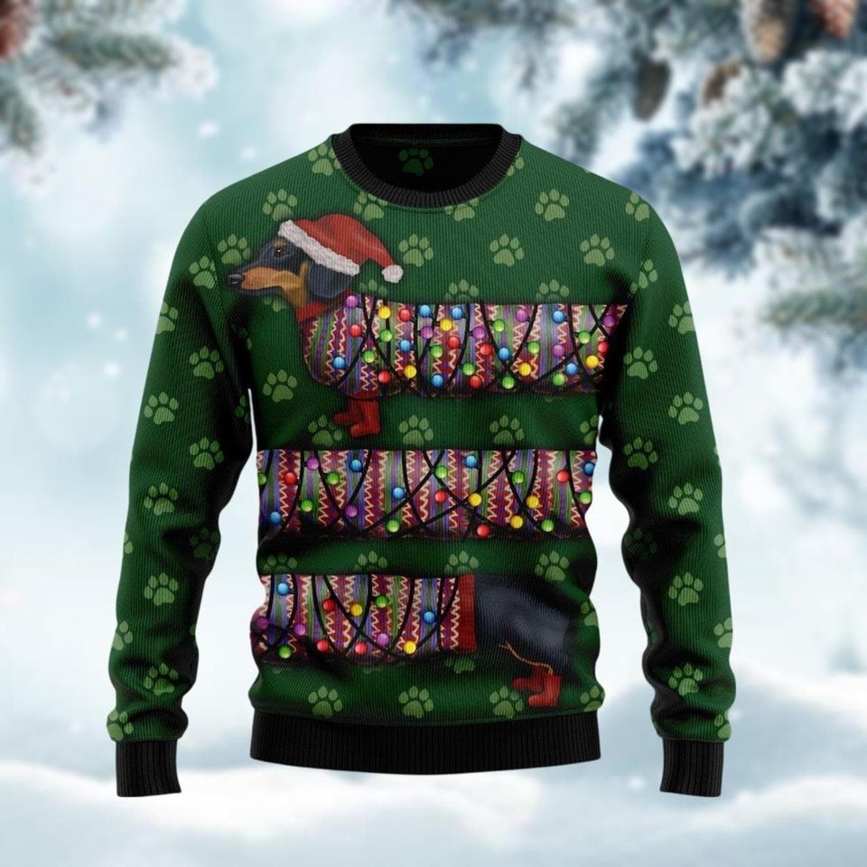 Dachshund Ugly Christmas Sweater, Christmas Dachshund Ugly Sweater