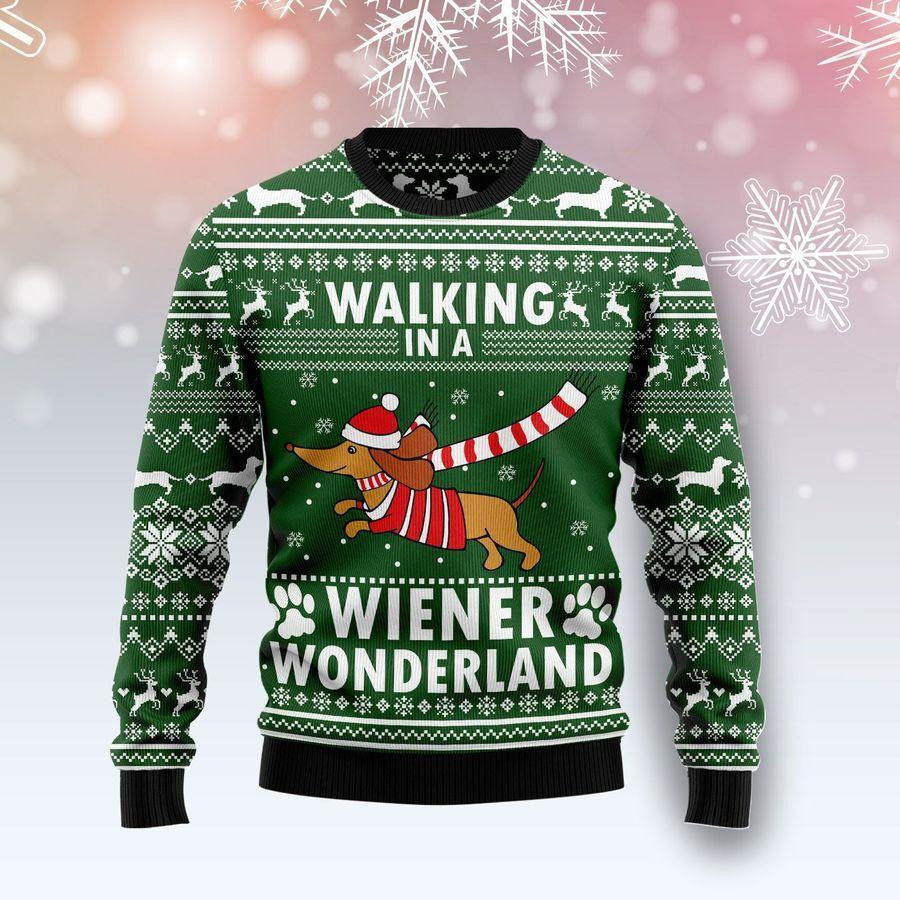 Dachshund Weiner Wonderland Ugly Christmas Sweater Adult 3D Funny Matching for family