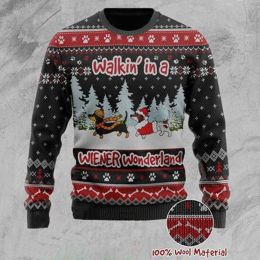 Dachshund Wiener Wonderland Personalized Ugly Christmas Sweater Adult 3D Funny Matching for family