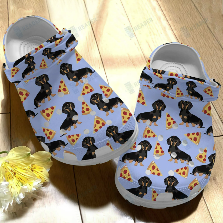 Dachshund With Yummy Pizza Crocs Crocband Clogs Shoes Comfortable For Men Women and Kids