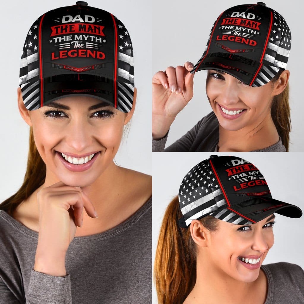 DAD Baseball Cap Dad US Myth Legend Red Flag Classic Hat Trucker Hats Custom Hats Gifts For Men & Women