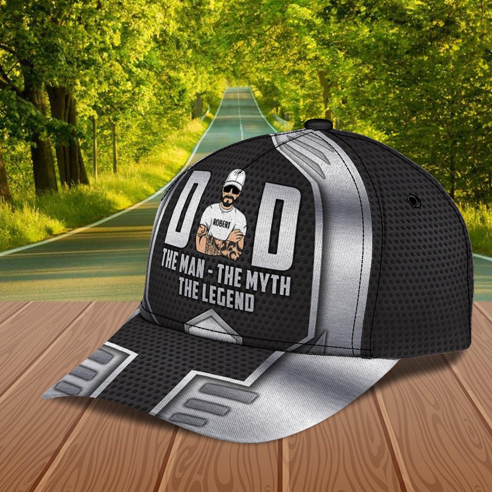 Dad The Man The Myth The Legend Father Personalized Classic Cap, FatherÃƒÂ¢Ã¢â€šÂ¬Ã¢â€žÂ¢s Day Gift for Dad, Papa, Parents, Father, Grandfather Trucker Hats Custom Hats Gifts For Men & Women